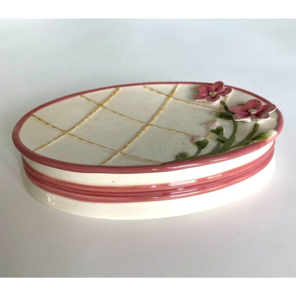 Laura Ashley Soap Dish with flowers Three Dimensional Hand Painted